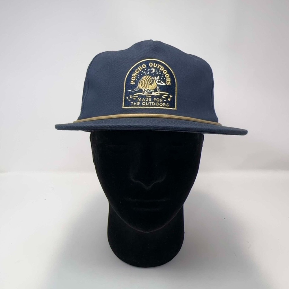 NEW Poncho Outdoors Navy Rope Brim Armadillo Patch Snapback Hat Adjustable Logo